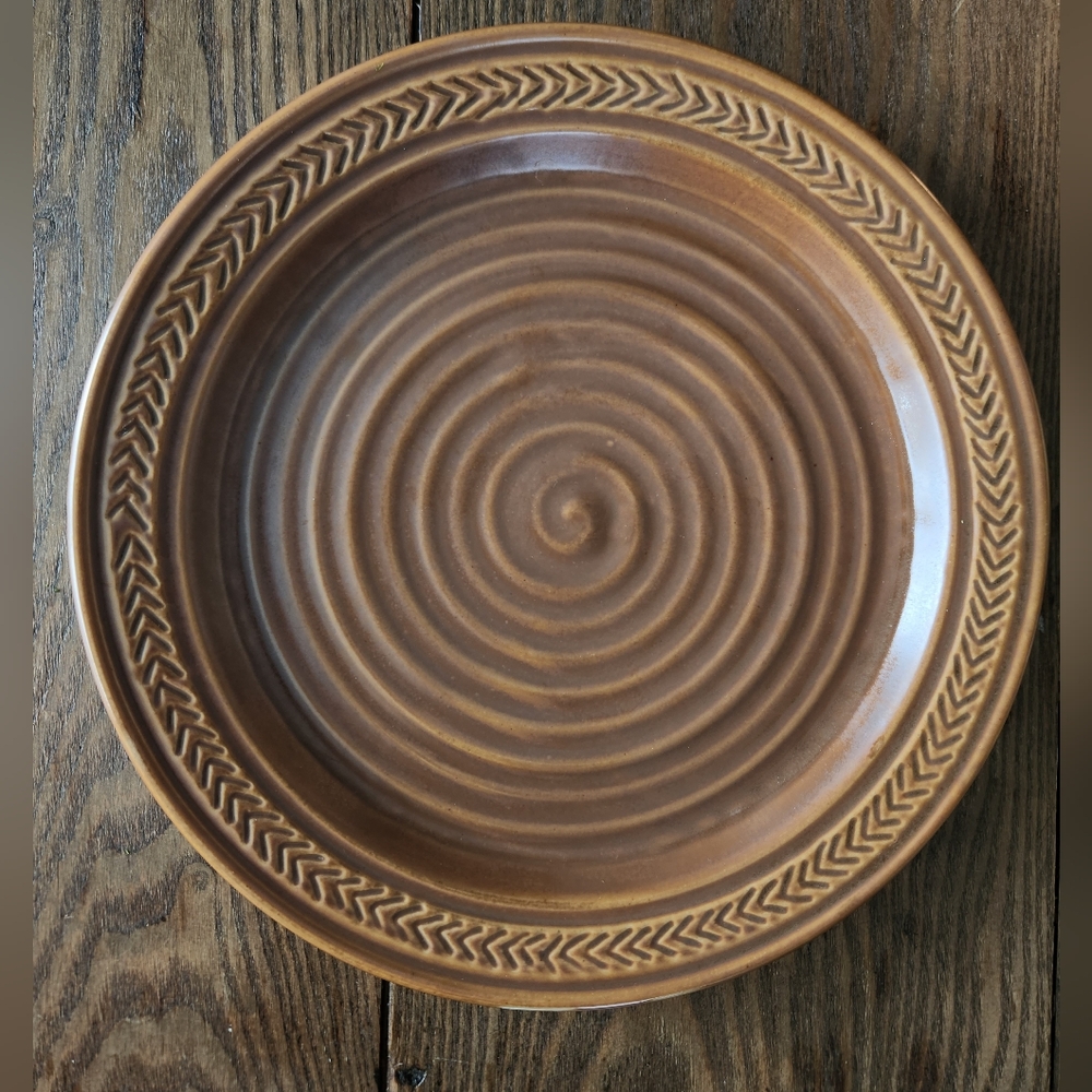 Vintage Hall Brown Stoneware Plate - 2636